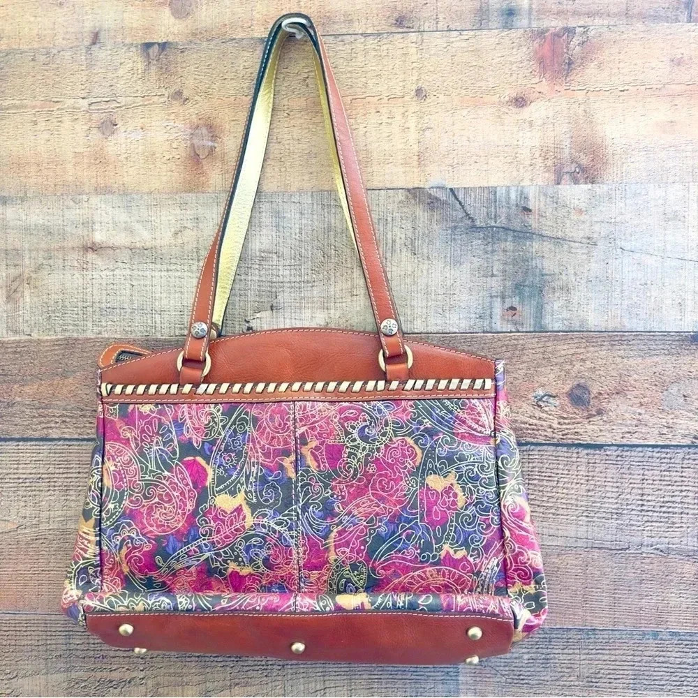 NWOT Patricia Nash Metallic Tooled Lace Poppy Top Zip Tote W Tassel - Picture 3 of 16